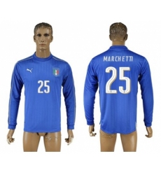 Italy #25 Marchetti Blue Home Long Sleeves Soccer Country Jersey
