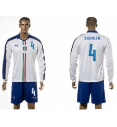 Italy #4 Darmain White Away Long Sleeves Soccer Country Jersey