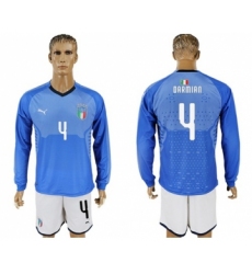 Italy #4 Darmian Blue Home Long Sleeves Soccer Country Jersey