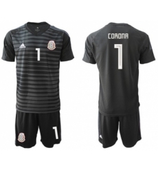 Mexico #1 Corona Black Goalkeeper Soccer Country Jersey