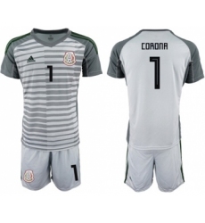 Mexico #1 Corona Grey Goalkeeper Soccer Country Jersey