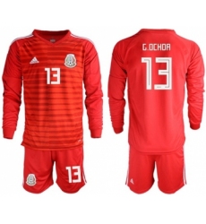 Mexico #13 G.Ochoa Red Long Sleeves Goalkeeper Soccer Country Jersey