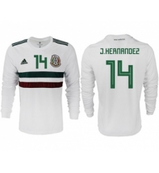 Mexico #14 J.Hernandez Away Long Sleeves Soccer Country Jersey