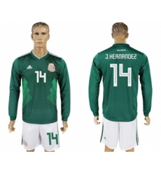 Mexico #14 J.Hernandez Home Long Sleeves Soccer Country Jersey