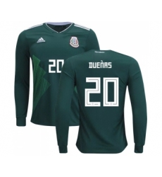 Mexico #20 Duenas Home Long Sleeves Soccer Country Jersey