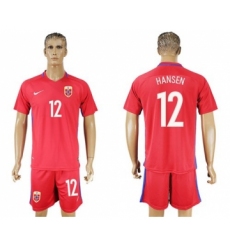 Norway #12 Hansen Home Soccer Country Jersey