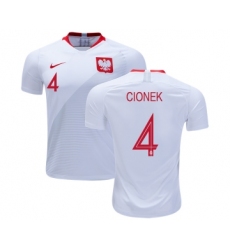 Poland #4 CIONEK Home Soccer Country Jersey