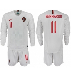 Portugal #11 Bernardo Away Long Sleeves Soccer Country Jersey