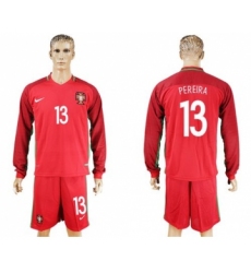 Portugal #13 Pereira Home Long Sleeves Soccer Country Jersey