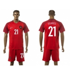 Portugal #21 Soares Home Soccer Country Jersey