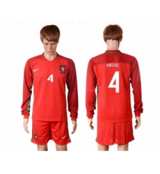 Portugal #4 Miguel Home Long Sleeves Soccer Country Jersey