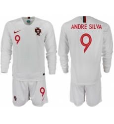 Portugal #9 Andre Silva Away Long Sleeves Soccer Country Jersey