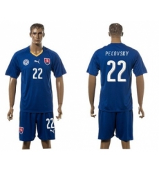 Slovakia #22 Pecovsky Blue Away Soccer Country Jersey