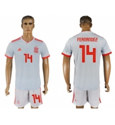 Spain #14 Fernandez Away Soccer Country Jersey