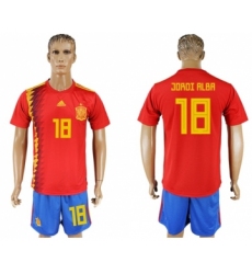 Spain #18 Jordi Alba Home Soccer Country Jersey