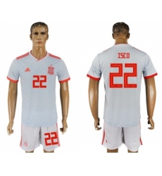 Spain #22 Isco Away Soccer Country Jersey