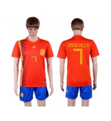Spain #7 David Villa Home Soccer Country Jersey
