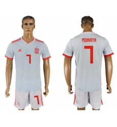 Spain #7 Morata Away Soccer Country Jersey