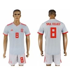 Spain #8 Saul Niguez Away Soccer Country Jersey