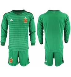 Spain Blank Green Long Sleeves Goalkeeper Soccer Country Jersey