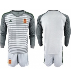 Spain Blank Grey Long Sleeves Goalkeeper Soccer Country Jersey