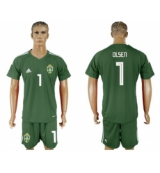 Sweden #1 Olsen Green Goalkeeper Soccer Country Jersey