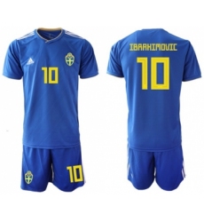 Sweden #10 Ibrahimovic Away Soccer Country Jersey