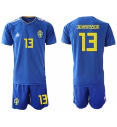 Sweden #13 Johansson Away Soccer Country Jersey