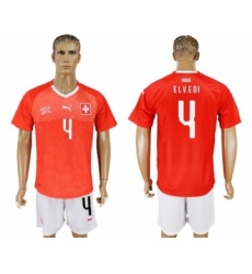 Switzerland #4 Elvedi Red Home Soccer Country Jersey