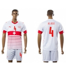Switzerland #4 Klose Away Soccer Country Jersey