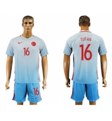 Turkey #16 Tufan Away Soccer Country Jersey
