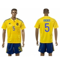 Ukraine #5 Kucher Home Soccer Country Jersey