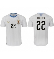 Uruguay #22 Caceres Home Soccer Country Jersey