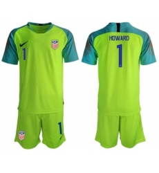 USA #1 Howard Shiny Green Goalkeeper Soccer Country Jersey