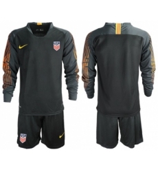 USA Blank Black Goalkeeper Long Sleeves Soccer Country Jersey