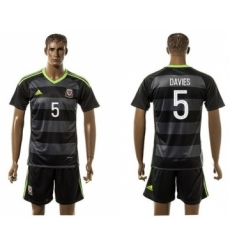 Wales #5 Davies Black Away Soccer Club Jersey