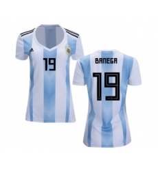 Women's Argentina #19 Banega Home Soccer Country Jersey