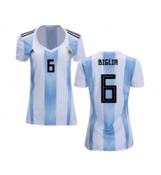 Women's Argentina #6 Biglia Home Soccer Country Jersey