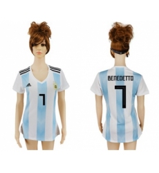 Women's Argentina #7 Benedetto Home Soccer Country Jersey