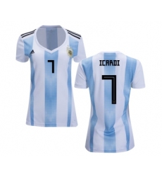 Women's Argentina #7 Icardi Home Soccer Country Jersey