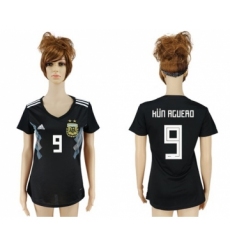 Women's Argentina #9 Kun Aguero Away Soccer Country Jersey