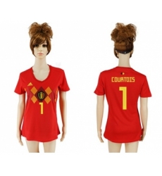 Women's Belgium #1 Courtois Red Home Soccer Country Jersey