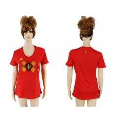 Women's Belgium Blank Red Home Soccer Country Jersey