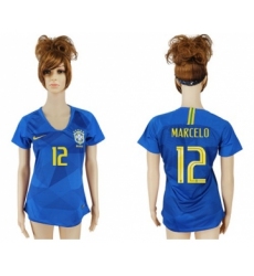 Women's Brazil #12 Marcelo Away Soccer Country Jersey