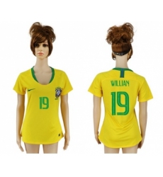 Women's Brazil #19 Willian Home Soccer Country Jersey