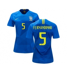 Women's Brazil #5 Fernandinho Away Soccer Country Jersey