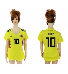 Women's Colombia #10 James Home Soccer Country Jerse