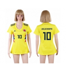 Women's Colombia #10 Valderrama Home Soccer Country Jersey