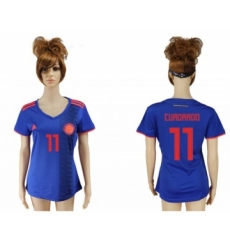 Women's Colombia #11 Cuadrado Away Soccer Country Jersey