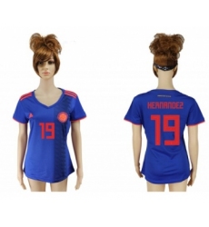 Women's Colombia #19 Hernandez Away Soccer Country Jersey